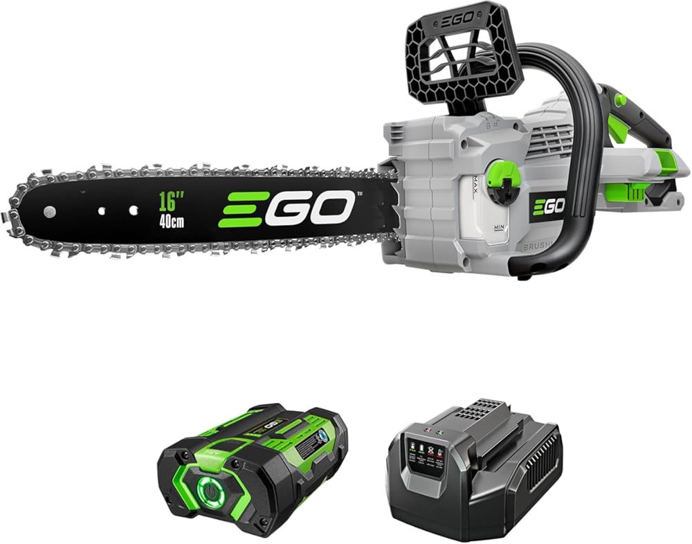 EGO POWER+ Chain Saw, 16” Battery Powered Chainsaw, Electric Cordless, Includes 56V 2.5Ah Battery and Charger – CS1611
