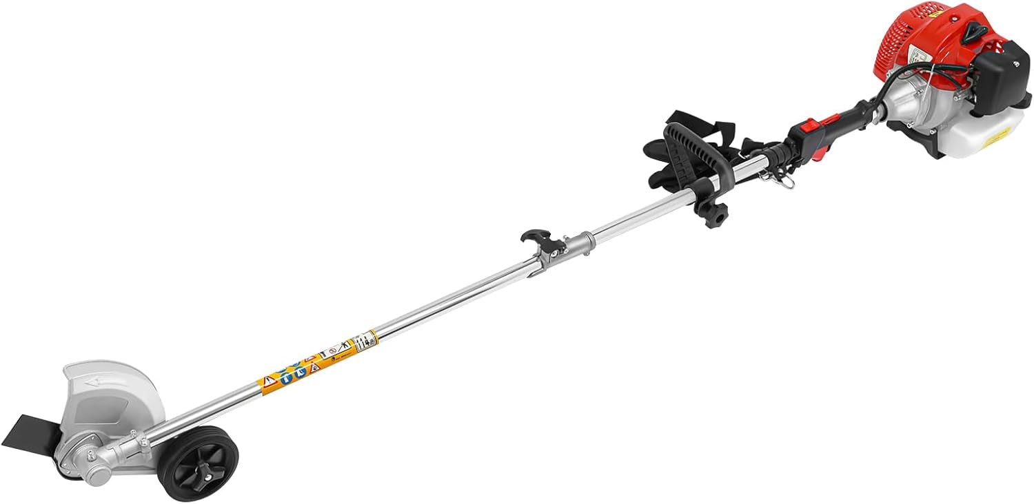 43CC Gas Powered Weed Wacker & Brush Cutter, 2-in-1 Blade Head Lawn Edger with 8500RPM, Adjustable Handle & Shoulder Strap for Garden, Farm, Orchard Maintenance