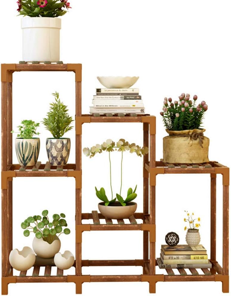 Multi-Layer Flowerpot Shelf Floor Stand Wood Multifunctional 5 Tier Plant Potted Rack Unit Storage Organizer Herb Pot Holder Indoor Outdoor Garden House Decor