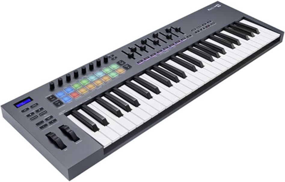Novation FLkey 49-Key USB MIDI Keyboard Controller for FL Studio Bundle with Kaces Stretchy Keyboard Dust Cover and Hosa Mid-310 Midi cable 10'
