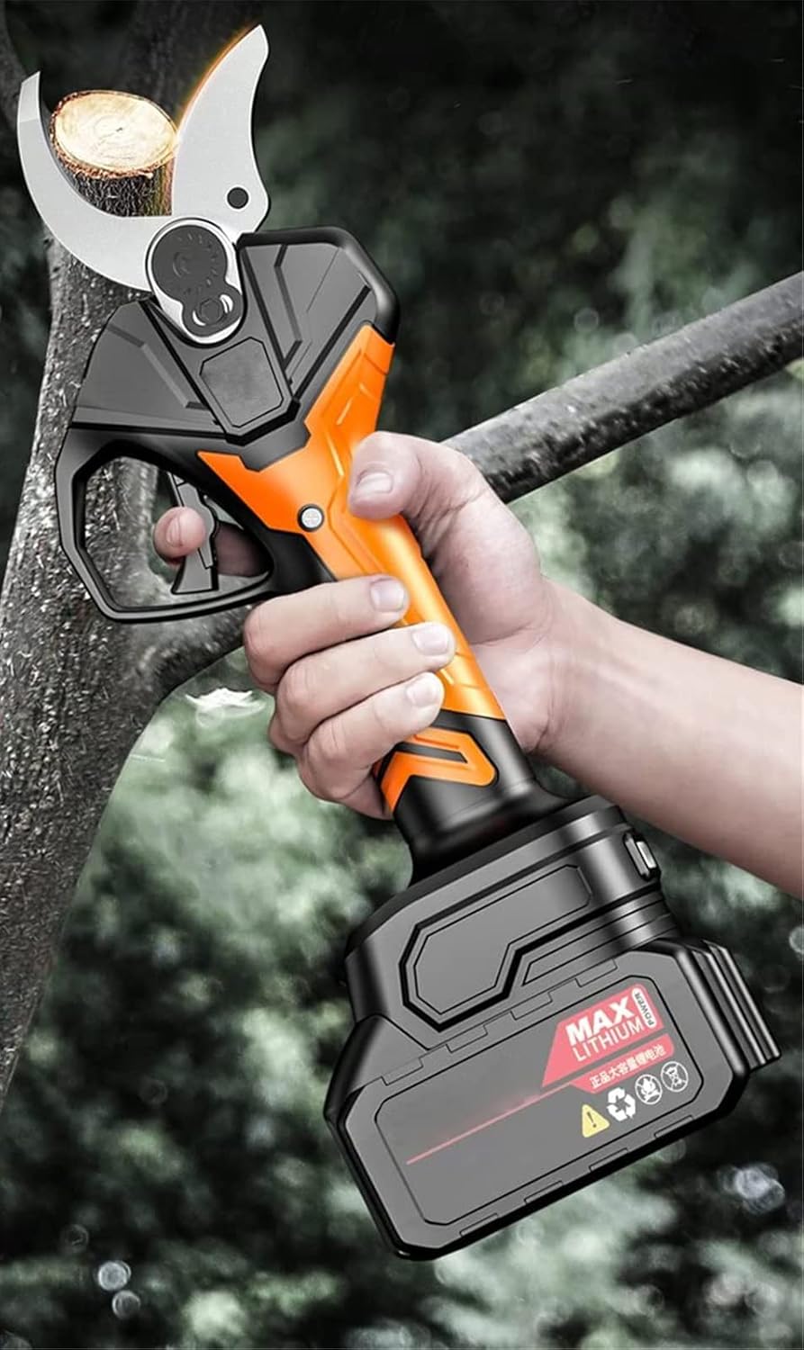 Cordless Electric Pruning Shear with 2 Rechargeable Lithium Battery and Telescopic Pole Max Cutting Diameter 40Mm