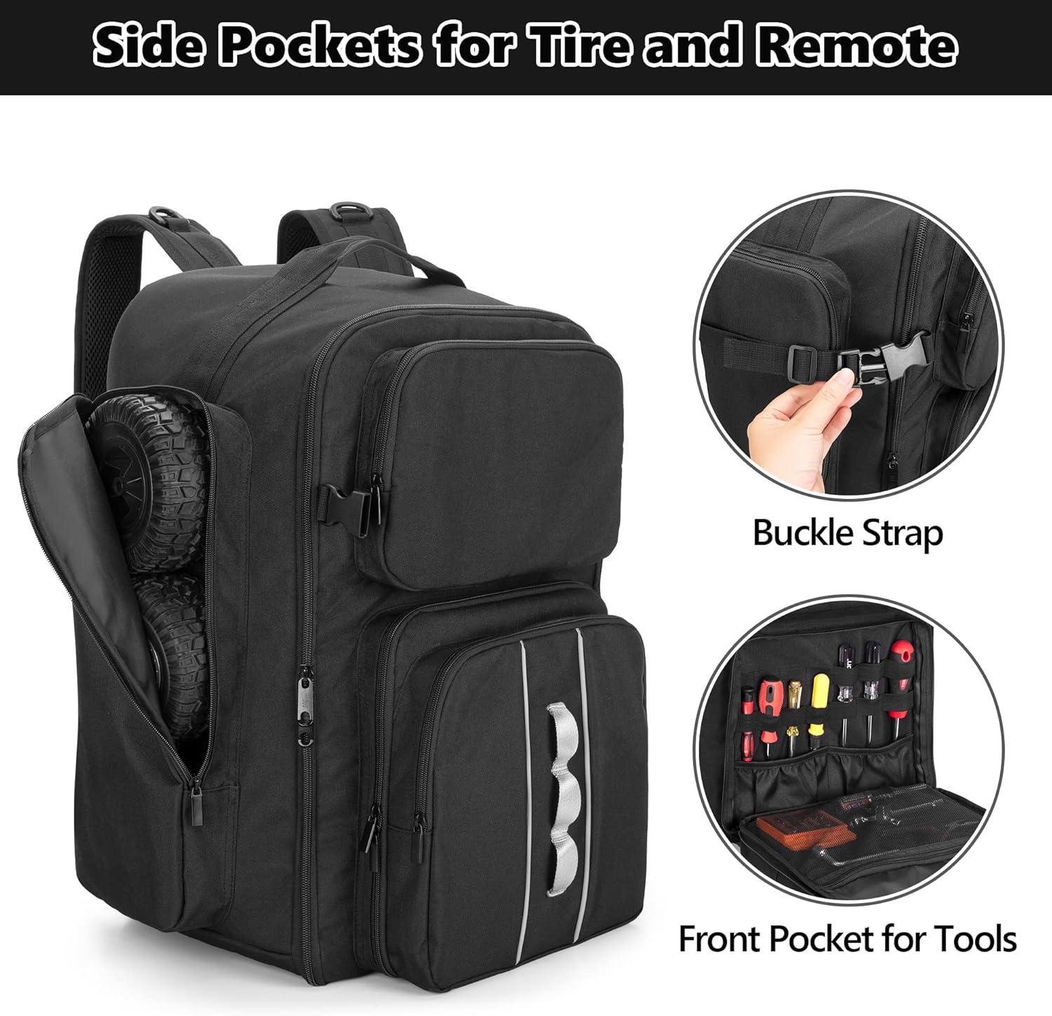 RC Backpack for 1/10 Car, RC Storage Bag with Multi Pockets for Tools and Other Accessories, Easy Carrying with Adjustable Shoulder Strap (Patent Design)