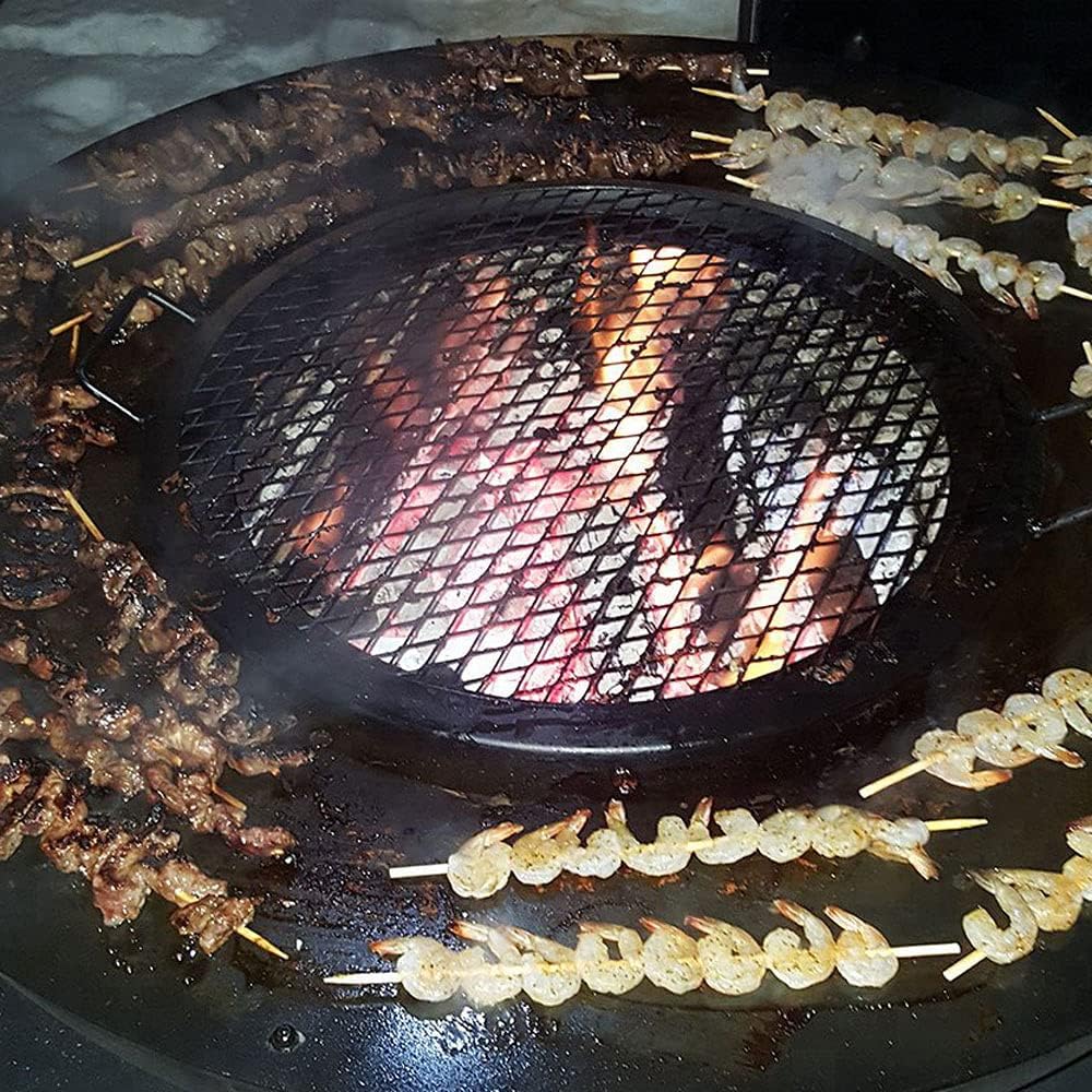 Round Wood Burning Patio Firebowl,Wood Burning Fire Pit,Large Outdoor Fire Pit,Portable Fire Pit,Table Brazier Garden,Backyard Fire Pit,Wooden Tray with Storage