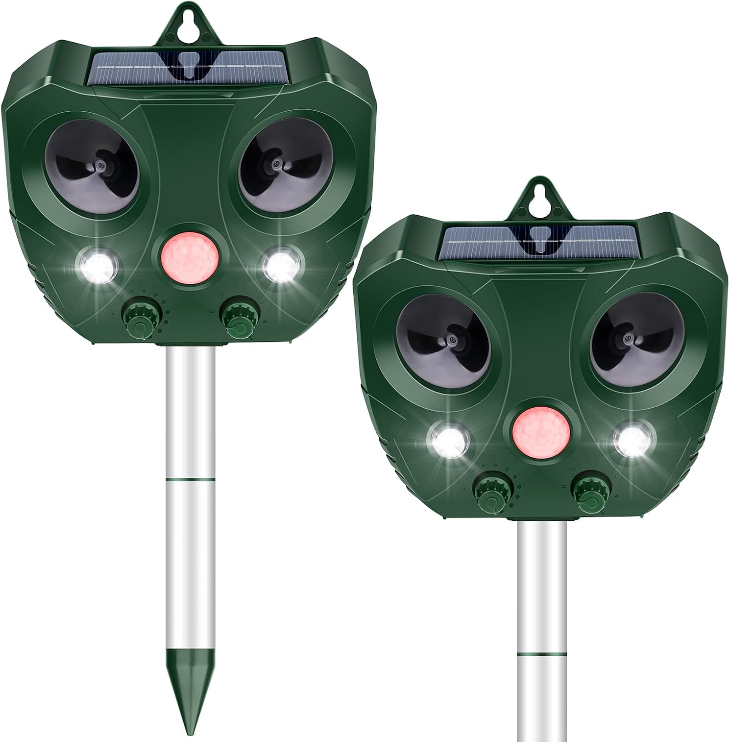 Ultrasonic Animal Repeller,2025 Solar Animal Repeller,5 Modes Cat Repellent Outdoor Solar Powered Ultrasonic Dog Repellent with Motion Sensor & Flashing Light,Deer Repellent for Yard（2 Pcs）