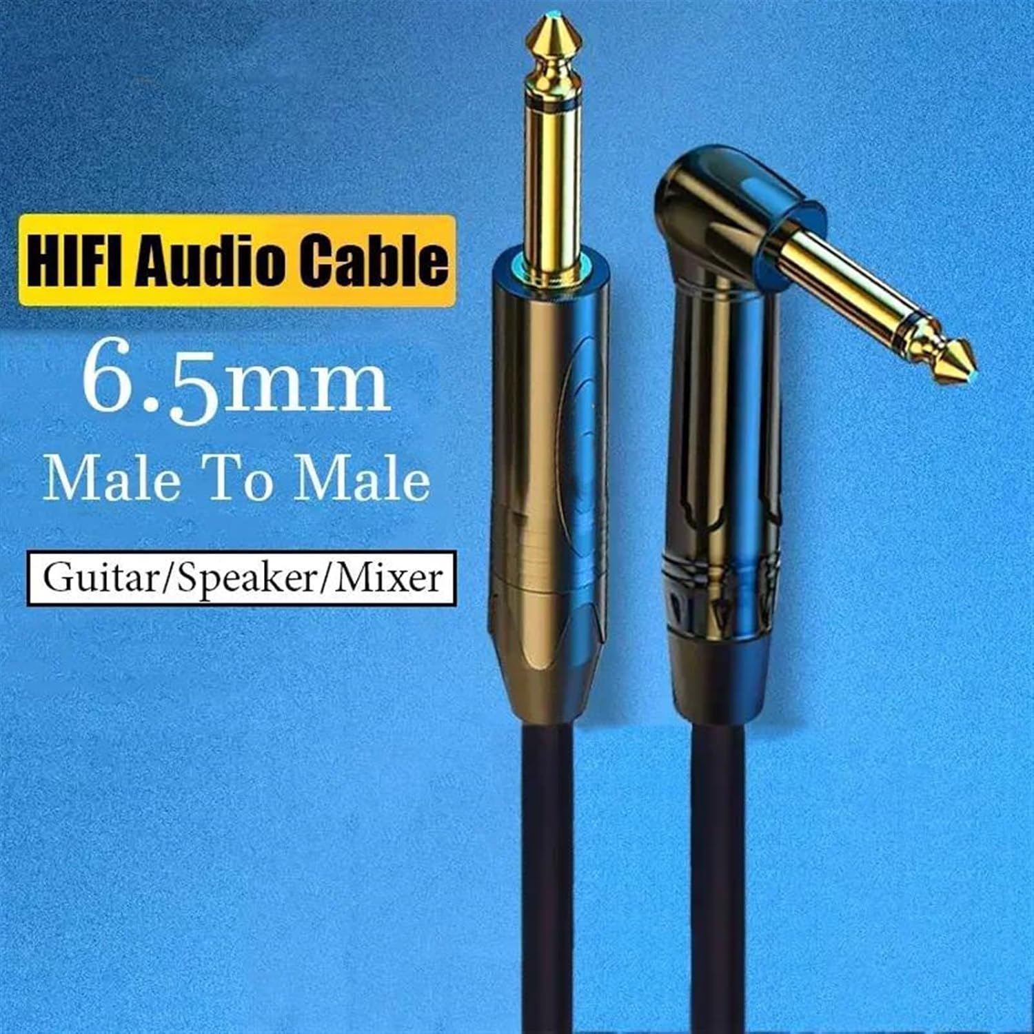 Pro Audio Cable 6.5mm to 6.5mm Cable Elbow Male to Male 6.35mm Cords Microphone Amplifier Professional Guitar Cable(6 TRS l-L,10m)