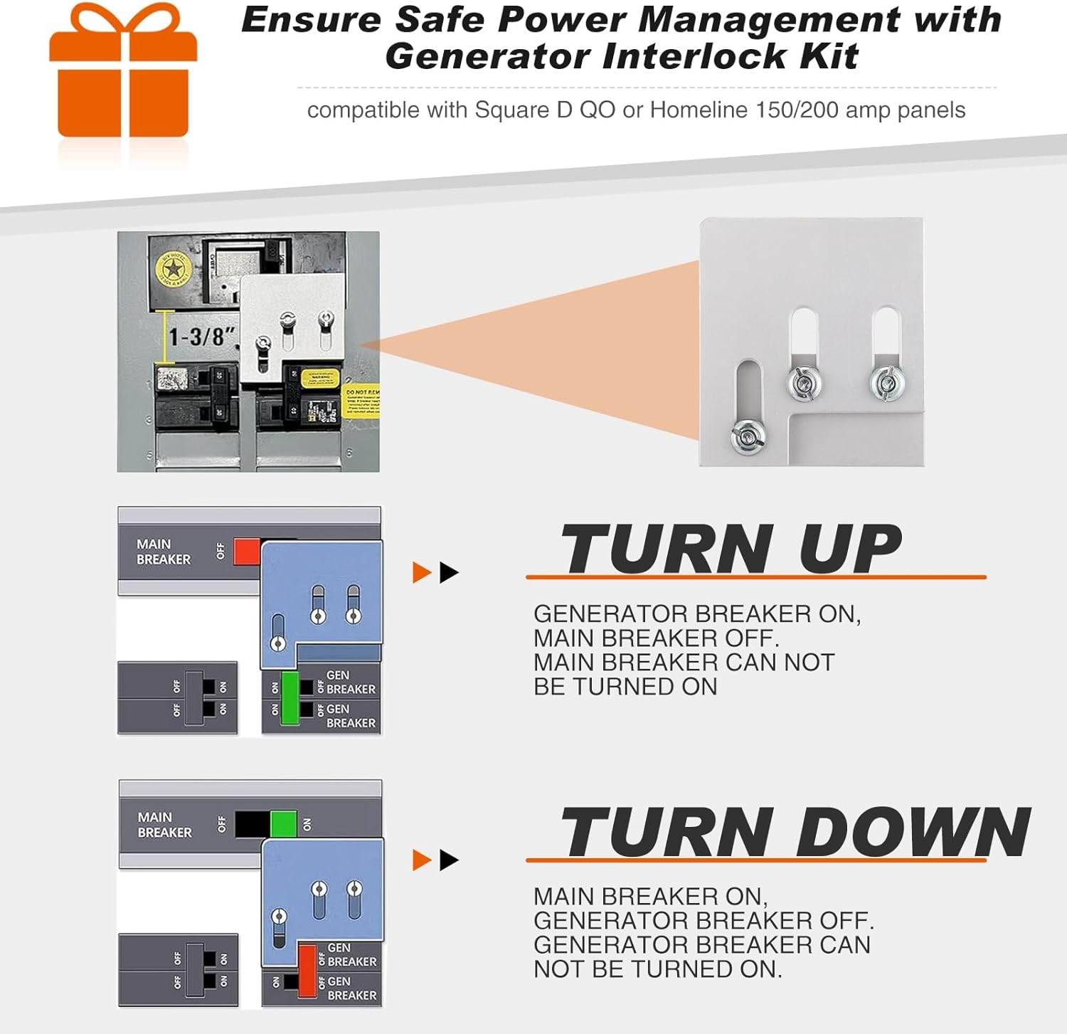 Kanayu 20 ft 30 Amp Generator Rv Extension Cord and Pre-drilled Power Inlet L5-30p/l5-30r Generator Interlock Kit 3 Prong Compatible with Nema 125v/250v 10 Gauge for Home Backup, Etl Listed