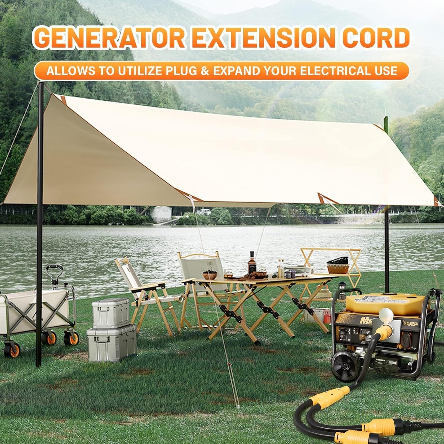 MECMO 30 Amp to 20 Amp 240V Generator Distribution Adapter NEMA L14-30P to 5-15/20R or 6-15/20R EV Charing, 4 Prong 30 Amp Twist Lock Generator Splitter Y Adapter NEMA L14-30P to 2X L14-30R