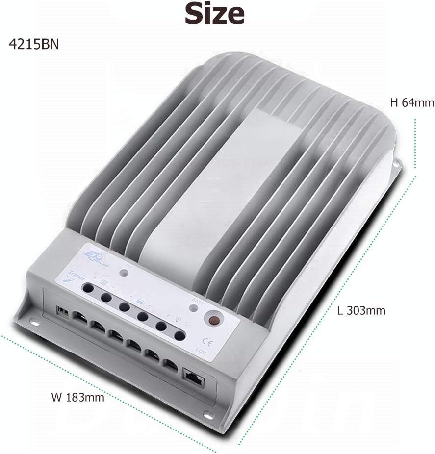 EPEVER Tracer 4215BN 40A MPPT Controller 12V/24V Auto,Max 150V, 520W/1040W Input with LCD Display for Sealed, Gel, Flooded Lead-Acid Battery