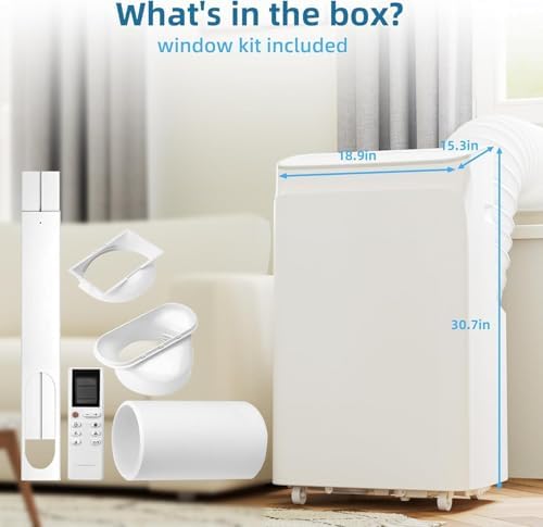 12000 BTUs Portable Air Conditioner - Efficient 3-in-1 Cooling Solution for Rooms Up to 450 Sq. Ft, Quiet Operation for Comfort