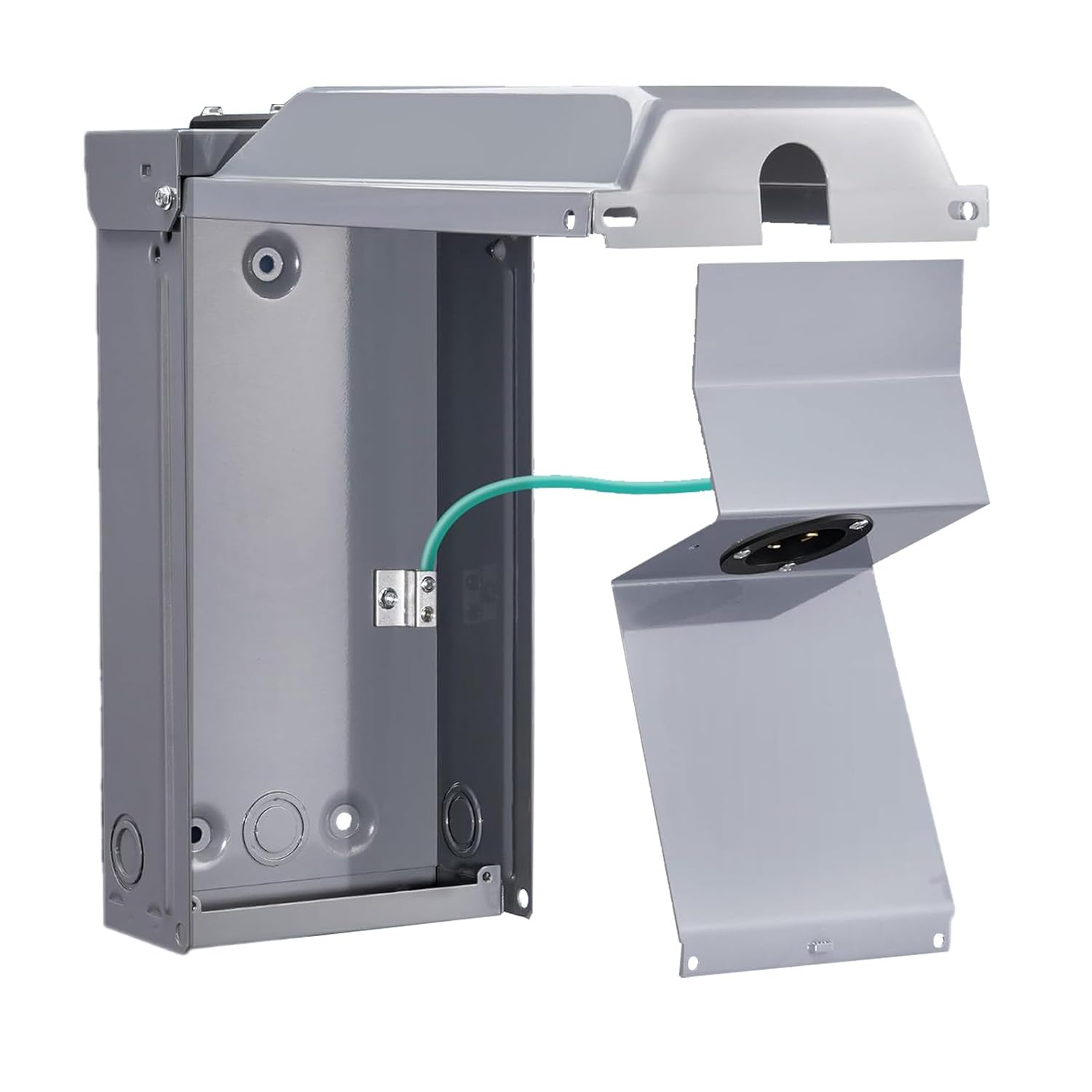 30 Amp 4 Cores Electric Generator Power Outlet Box, Rain Proof Stainless Steel Compatible with 6-12 AWG Wires for Residential Commercial Emergency Backup Generator