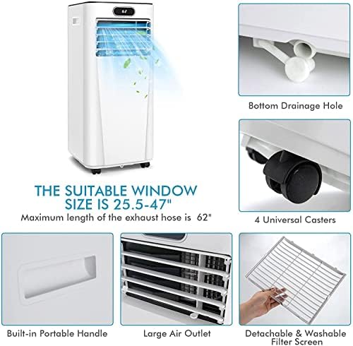 LDAILY 8000 BTU Portable Air Conditioner, 3-in-1 Air Cooler w/Fan & Dehumidifier Mode, Quiet AC Unit w/ 2 Fan Speeds & 24H Timer, 230 Sq. Ft Coverage, Remote Control (8000 BTU, White)