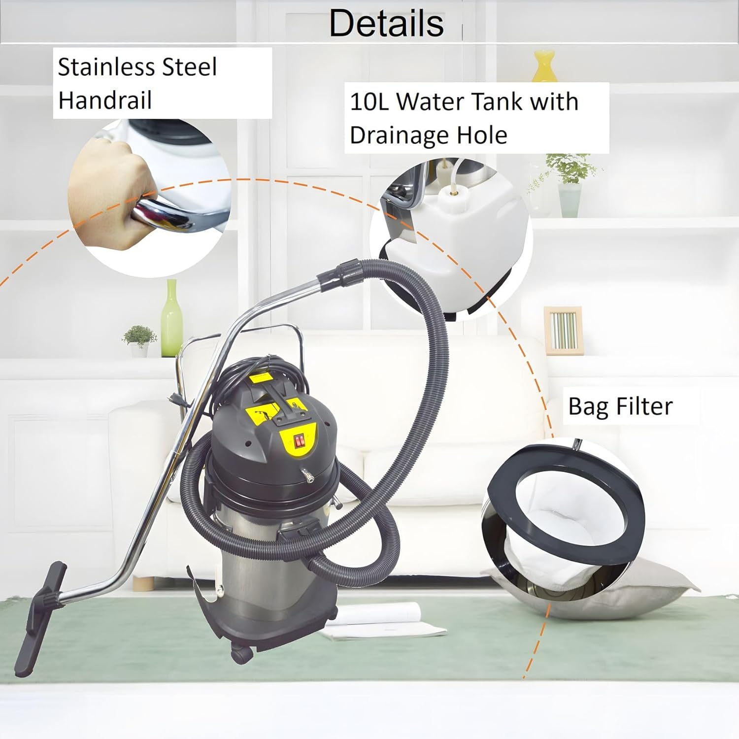 Carpet Extractor Machine 40L 3 in 1 Stainless Steel Carpet Cleaning Machine for Sofa Cleaning 110V 1000W