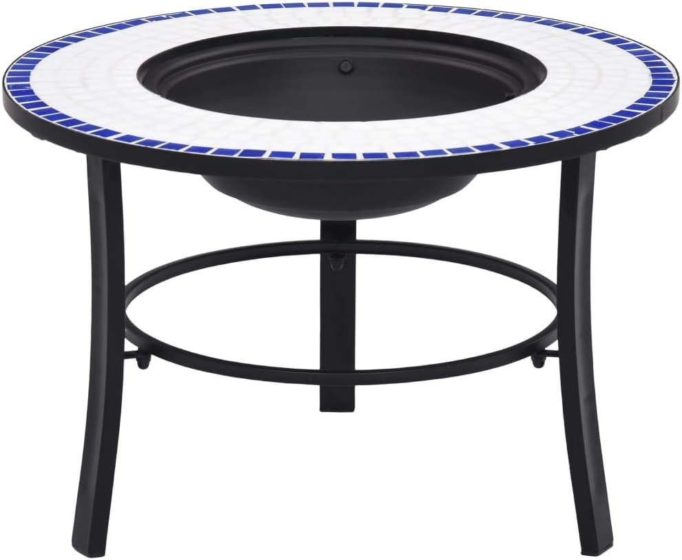 Mosaic Fire Pit Blue and White 26.8 Ceramic