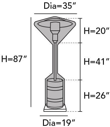 Covermates Patio Heater Cover - Heavy-Duty Polyester, Weather Resistant, Water Resistant Zipper, Grill and Heating, 35DIAMETER x 87H, Ripstop Grey