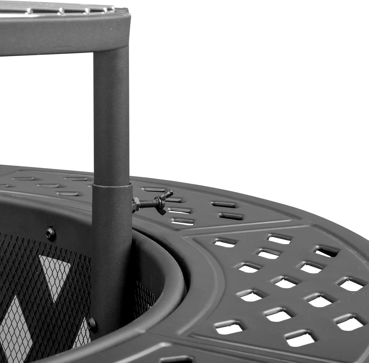 Outdoor Fire Pit with Cooking Grates | Durable Steel Construction | Adjustable Height | 38in Metal | Ideal for Patio, Yard (Black)