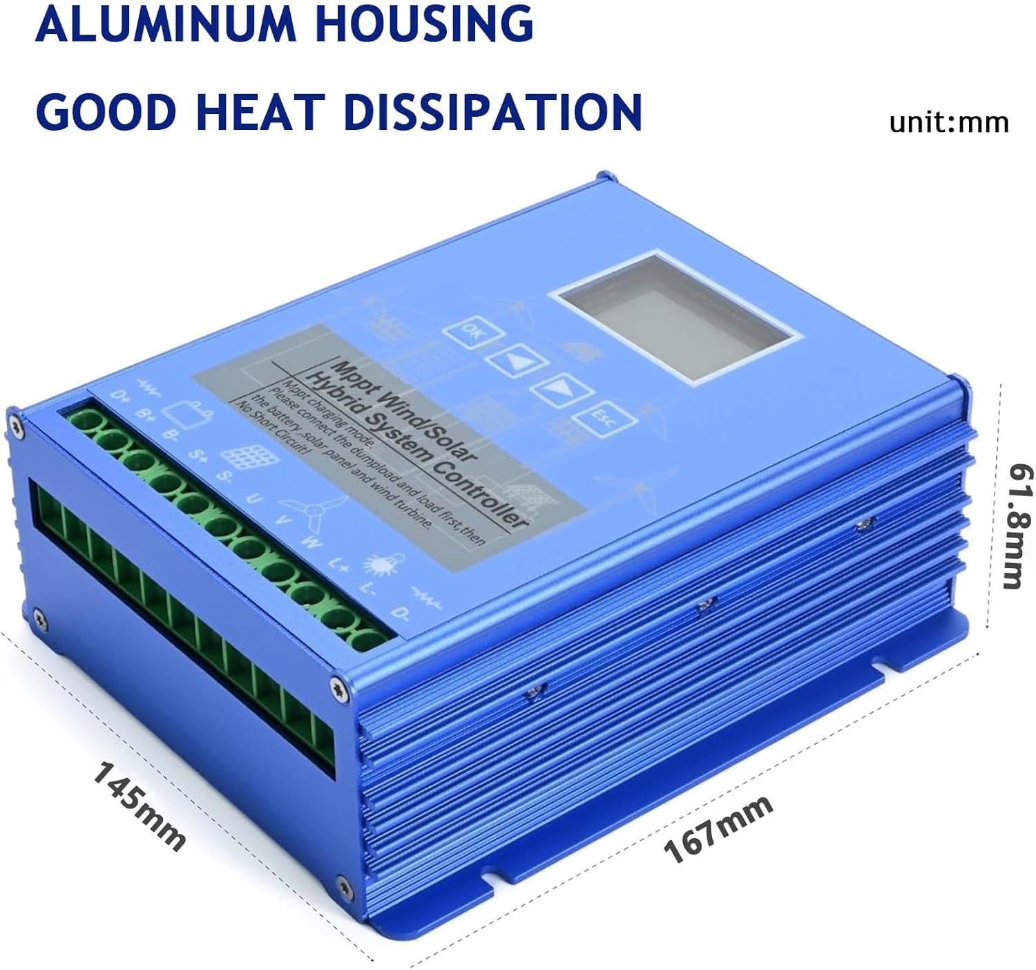 10000W Off Grid with Unloader Hybrid Wind Solar Controller 12/24V/48V MPPT Charge Boost Controller, Wind Turbine Generator Solar Panel Home Street Light Controller,48V