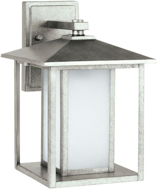 Generation Lighting 1-Light Hunnington Outdoor Wall Lamp (Weathered Pewter) 89031EN3-57 | Outdoor Lights Make Charming Wall Lamps for Outdoor Decor | Wall Light Fixture Can Use A19 LED Light Bulbs