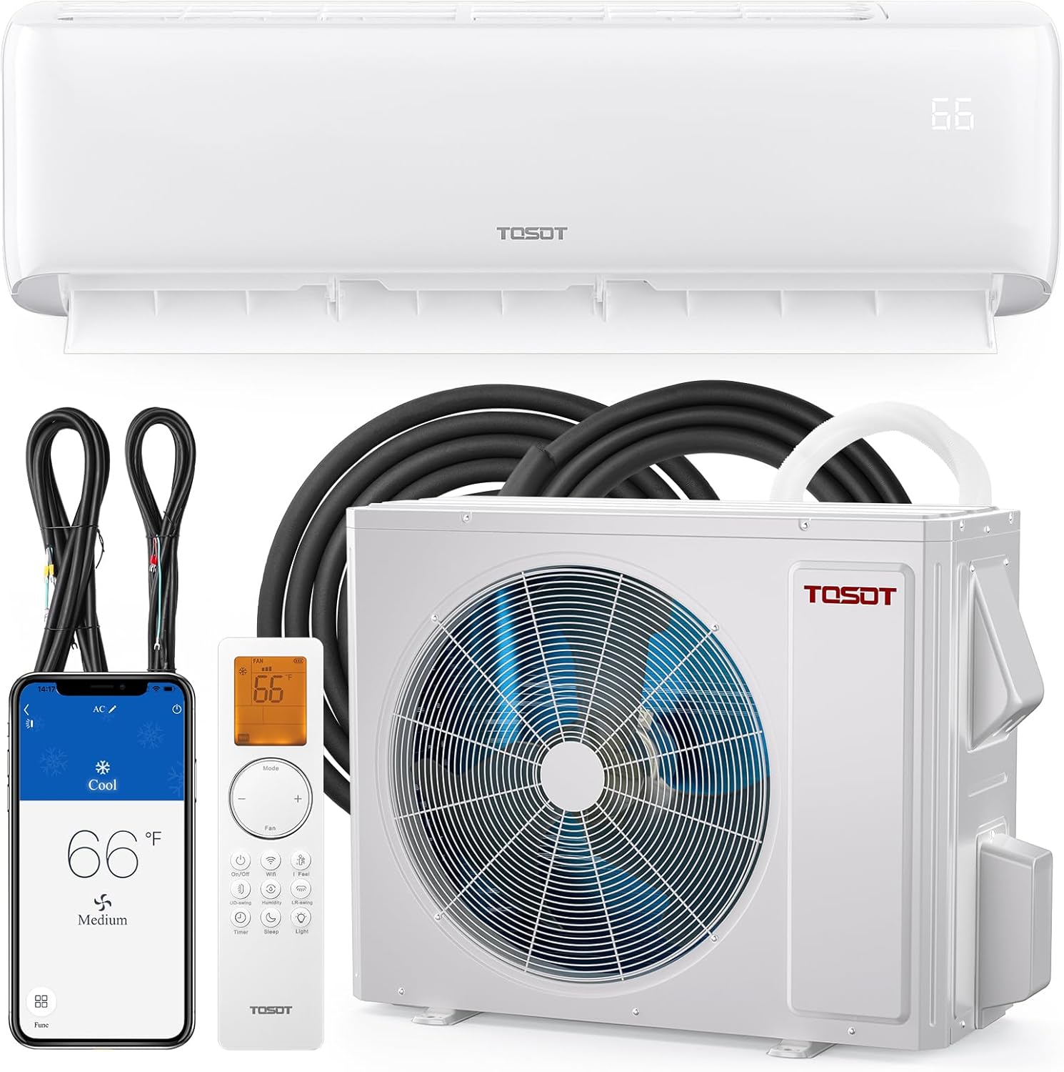 TOSOT 33,600 BTU Mini-Split Air Conditioner and Heating System, 21 SEER2 Wifi-Enabled Ductless Inverter AC Unit with 16ft Copper Line Set, Voice Controlled, 208-230V, Cosmo Series