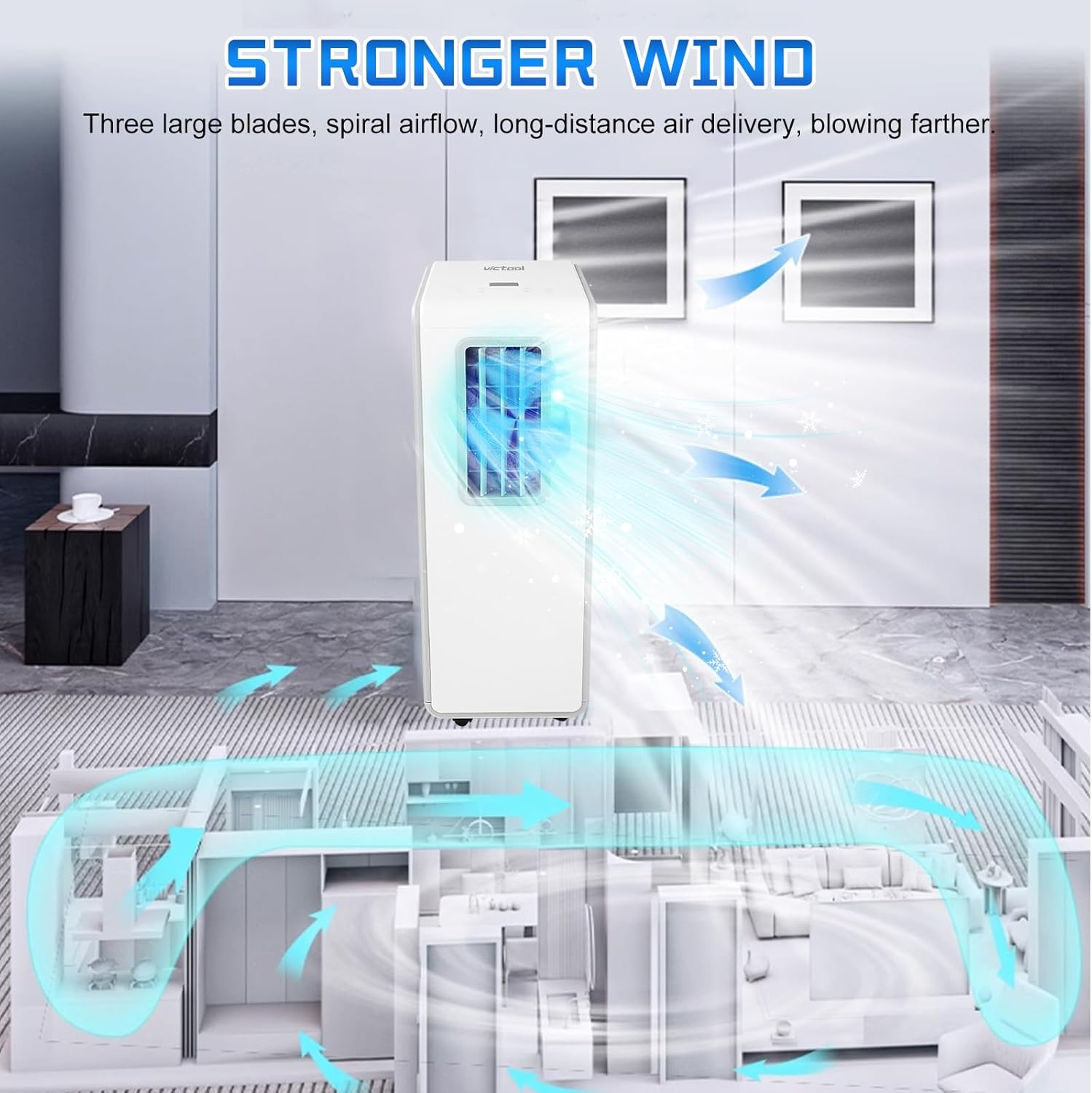 Victool Portable Mobile Air Conditioners, 1800BTU Portable Air Conditioners, 38/44dB(A) Quiet, Smart Air Conditioner for Room Indoor/Outdoor