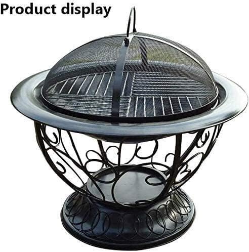 Fire Pits Outdoor Wood Burning Outdoor Fire Pit Deep Bonfire Wood Burning Patio & Backyard Firepit for Outside with Round Spark Screen, Fireplace Poker with Cover BBQ Cooking for Outsid