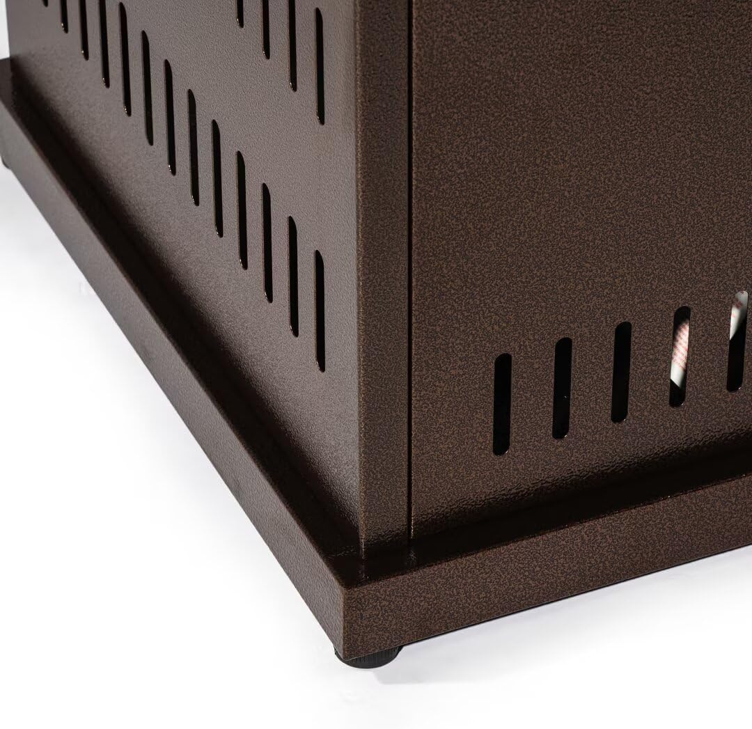 28'' Propane Square Fire Pit Table, 50,000 BTU Steel Gas FirePit for Outdoor, Outside Patio Deck and Garden, Propane Fire Table with Magnetic Lid, Cover-Storage Basket and Lava Rock, Black