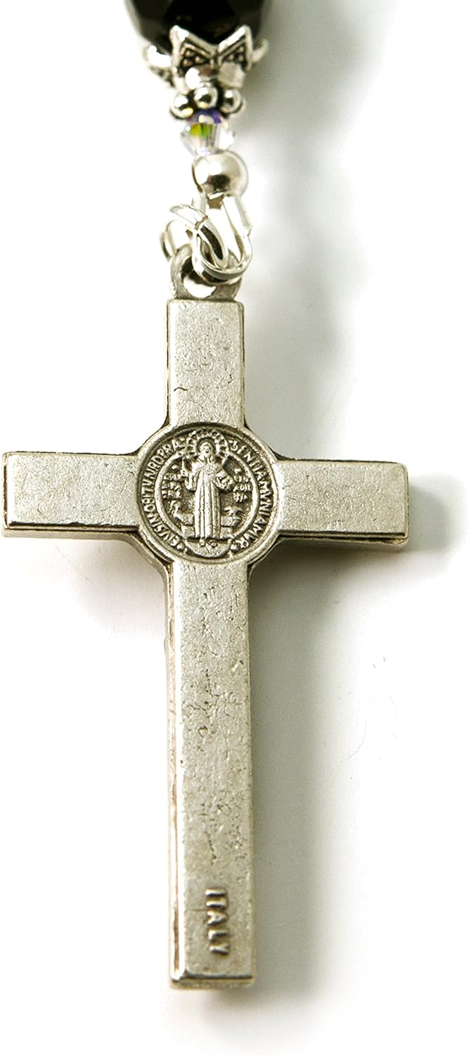 Prayer Beads Saint Benedict Sodalite Gemstone Catholic Rosary with Blessed with Anointing Oil (Not a Necklace)