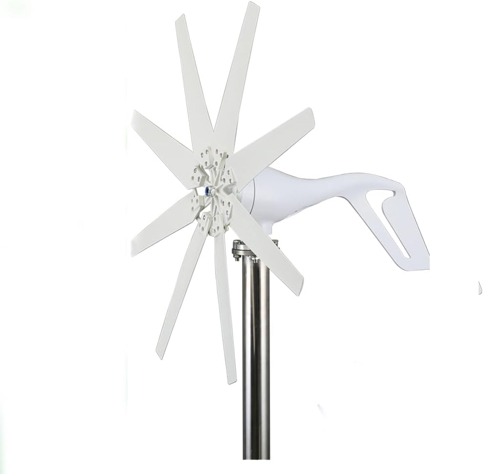 10000W 8 Blades Horizontal Home Wind Turbine,Free Energy Generator DIY Wind Generator Power with MPPT Hybrid Controller(12V 24V 48V)