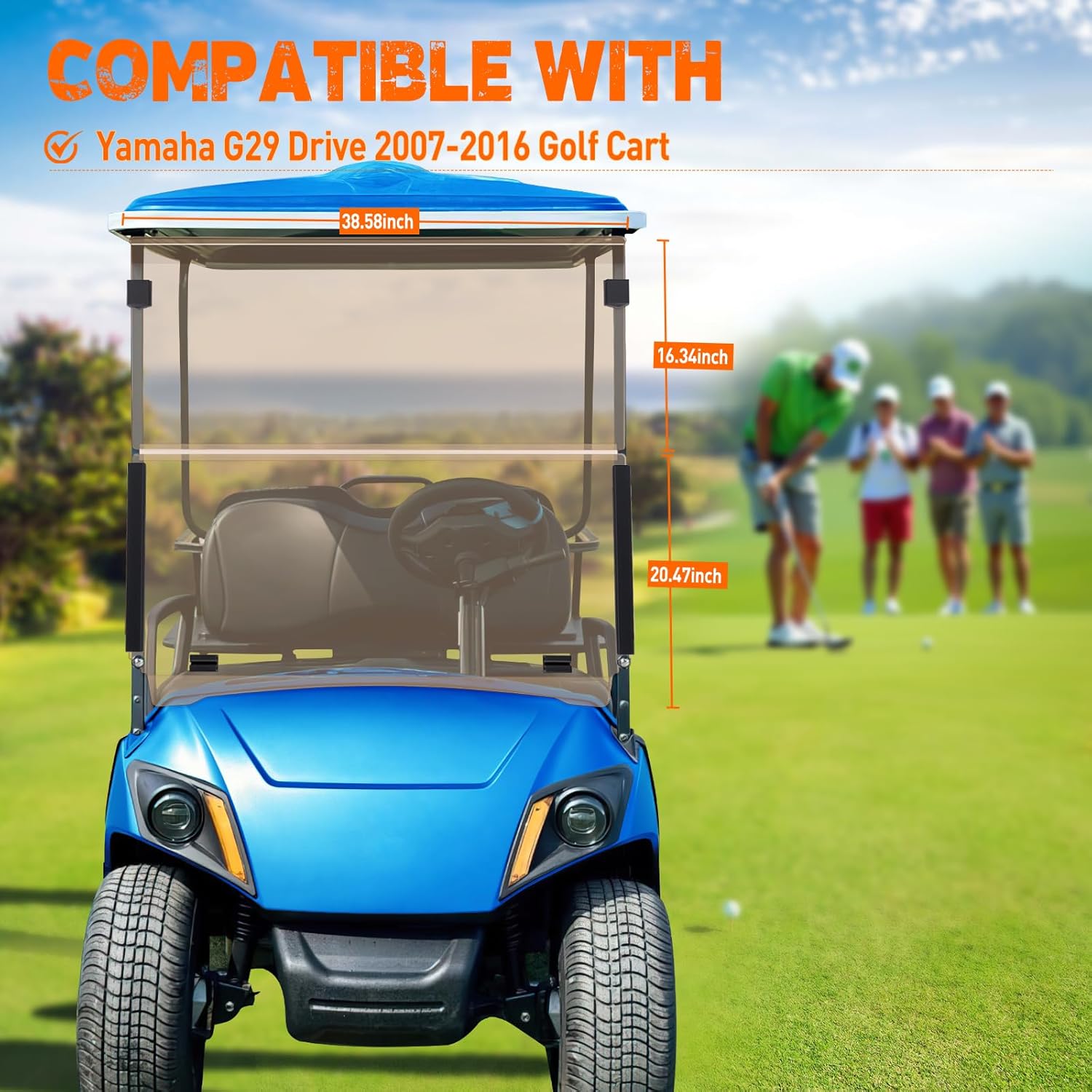 Nilight Golf Cart Windshield for Front Window Foldable UV Protection Compatible with Yamaha Drive G29 Gas or Electric Models 2007-2016 Tinted Polycarbonate (PC) Scratch and Impact Resistant