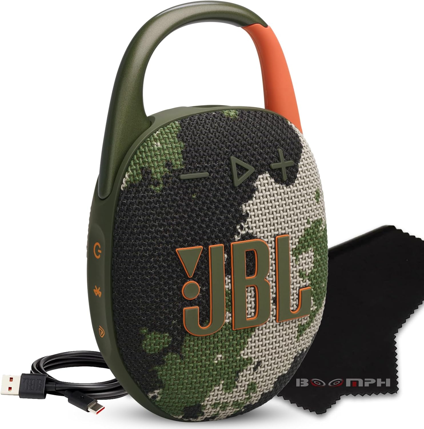 JBL Clip 5 Portable Bluetooth Speaker, IP67 Waterproof & Dustproof, Long-Lasting Battery - Squad - Boom h's Comprehensive Ultimate Performance Cloth Solution for Your On-The-Go Sound Experience