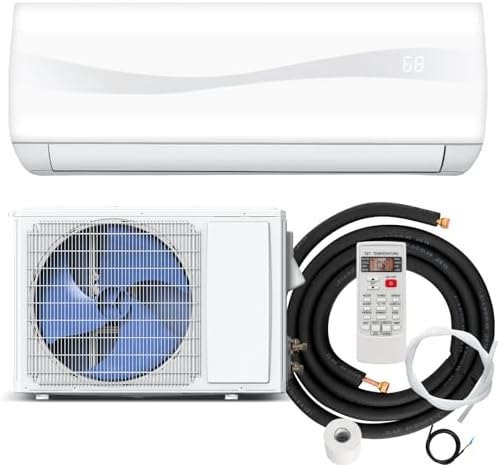 RELAX4LIFE Mini Split Ac/Heating System, 9000 BTU Ductless Mini Split Air Conditioner w/Heat Pump, Remote Control, Cools Up to 450 Sq.Ft, Installation Kit, 17 SEER2 208-230V Inverter Split AC Unit