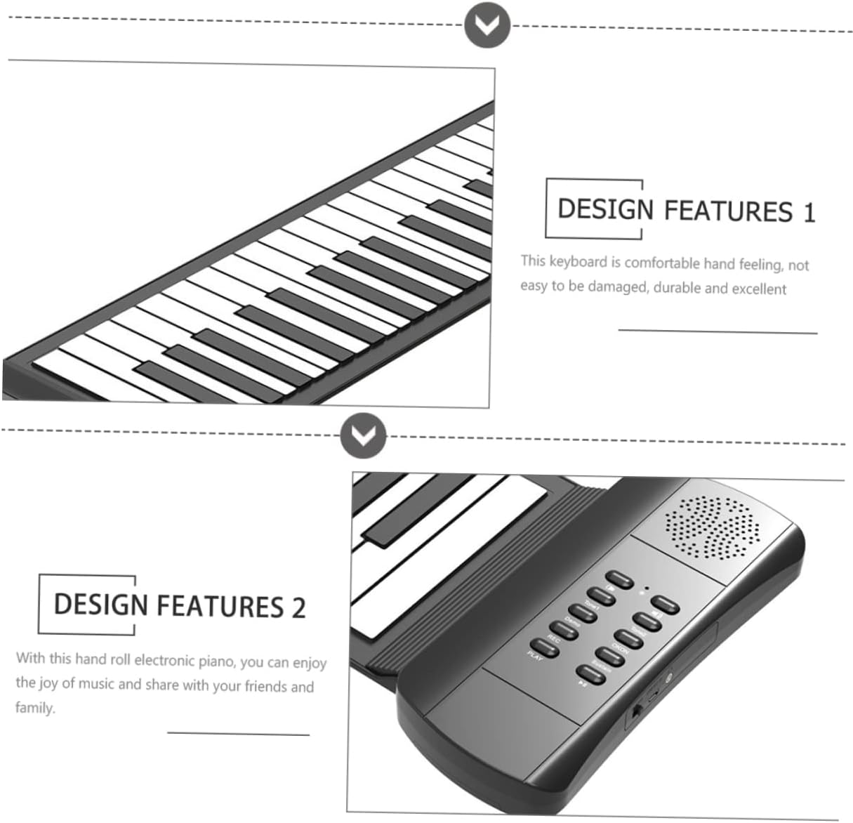 Vaguelly Style Keyboard 61-key Roll-up Piano Boys and Girls Adults Learning Musical Instrument