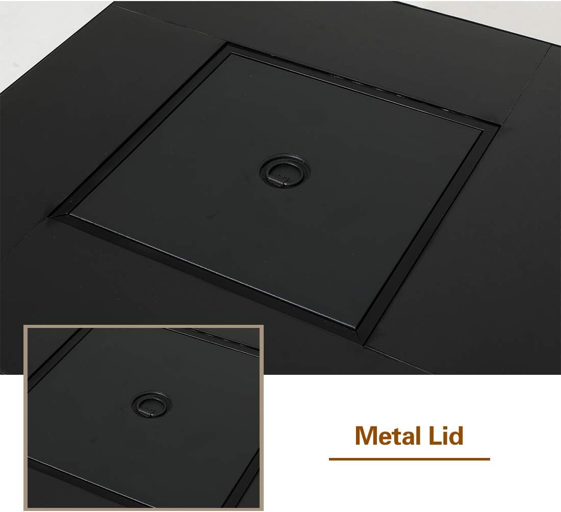 AQUILLA Outdoor Propane Fire Table, Dark Brown Color Rattan, 40000 BTU Heater w Free Lava Rocks, Waterproof Cover for Garden, Poolside