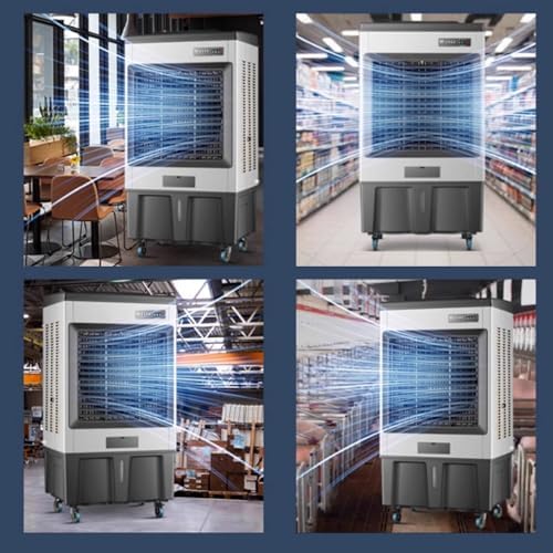 Generic Swamp Cooler Air Conditioner Portable Strong Wind Three Wind Speeds 120° Oscillation 8 Ice Packs 3-in-1 Evaporative Cooler for Outdoor Indoor Use(Height 150cm/140L)
