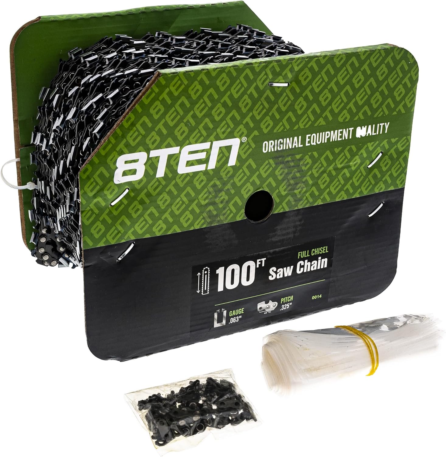 8TEN Chainsaw Chain Bulk Reel Full Chisel 100 Foot 0.063 Gauge .325 Pitch