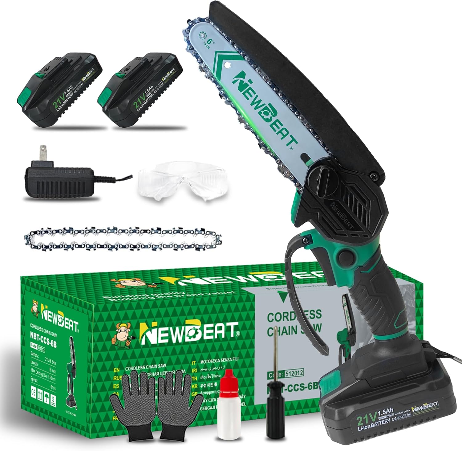 Mini Chainsaw 6-inch, Mini Chainsaw Cordless Tool Set, Battery Power Chain saw with 2 Batteries Handheld Electric Chain Saw for Tree Trimming, Wood Cutting, Gifts for Men Women