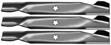 3 Pcs Lawn Mower Blades with 5-Point Star Center, 17-3/8 Inch Length, 2-1/4 Inch Width, Right Cut, for Gas-Powered Equipment