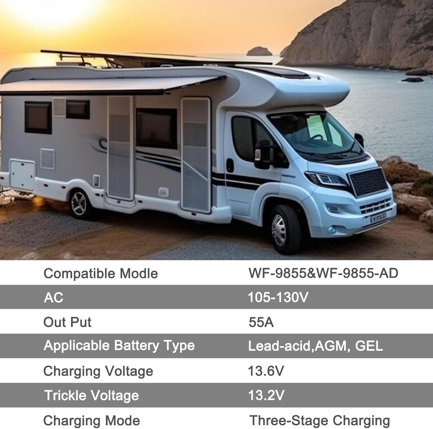 WF-9855 RV Power Converter Deck Mount Charger 55 amp Camper Inverter Compatible with WF-9855-AD,WF-9855-AD-CB&Other WF-9800 Series