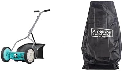 American Lawn Mower Company 14-Inch 5-Blade Push Reel Lawn Mower with Grass Catcher & Storage Cover Bag Bundle