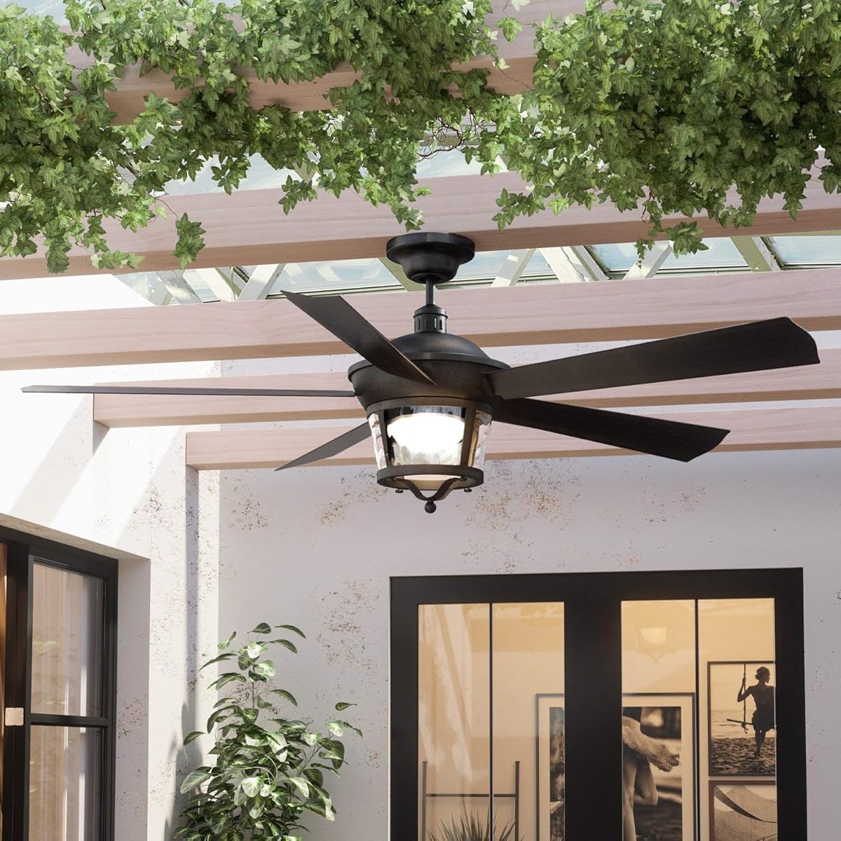 Urban Ambiance Luxury Modern Farmhouse Indoor/Outdoor Ceiling Fan, Medium Size: 19.5