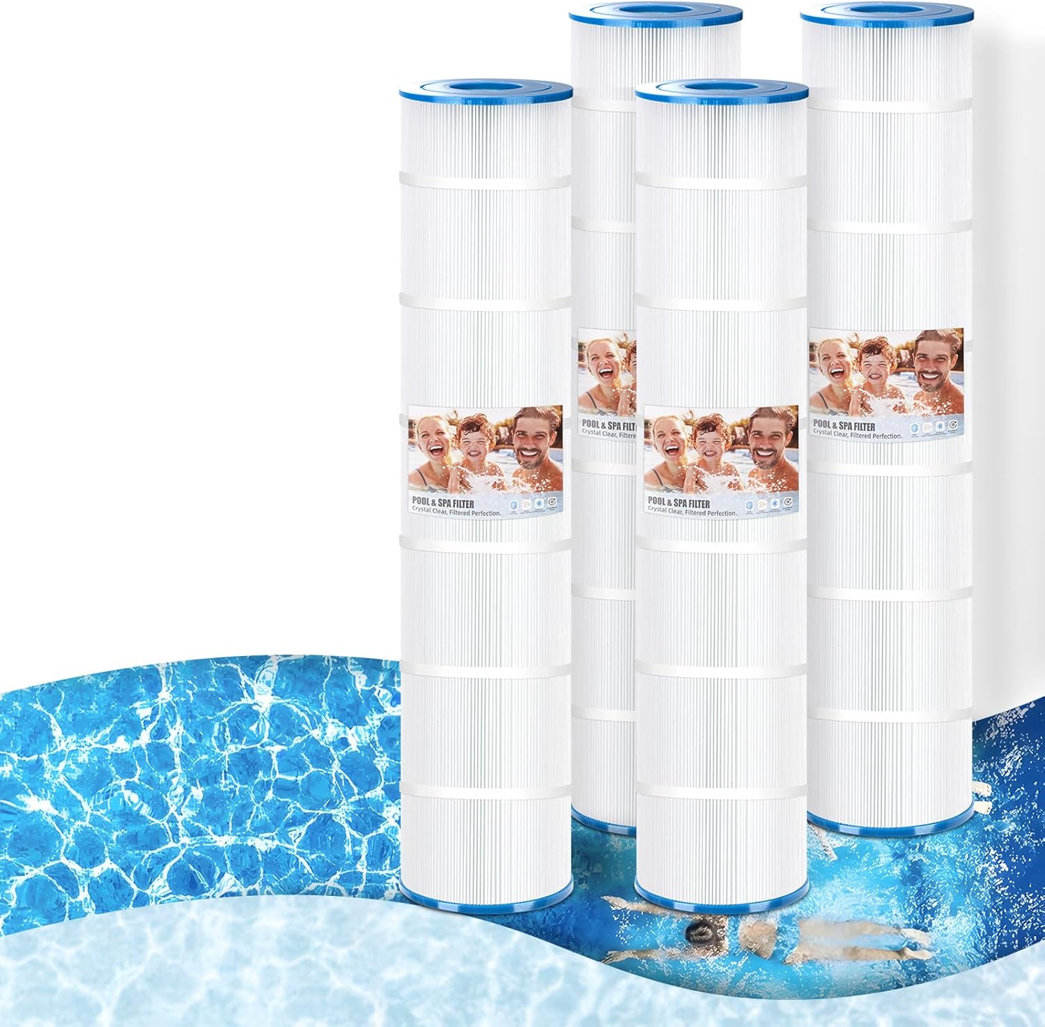 4 Pack Pool Filter Cartridge Replacement For Unicel C-7494, Filbur FC-1227, Pleatco PA131, Hayward C5030 C5025 C5020 C5000 CX1280XRE CX1260XRE-Certified with NSF50 for Material Safety,131 Sq.ft