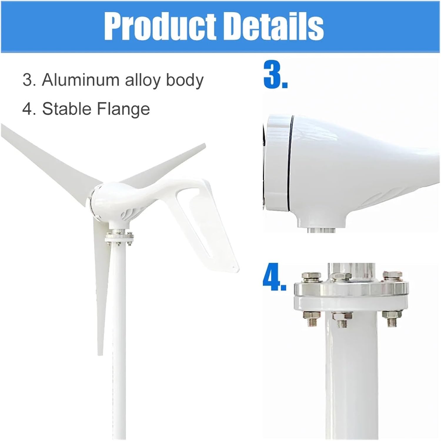 1000w Horizontal Wind Turbine High Efficiency Windmill 12v 24v Wind Energy Generators Electric Generator Home Appliance Camping Low Starting Speed for Home(6 Blades,12V_Wind Turbine ONLY)