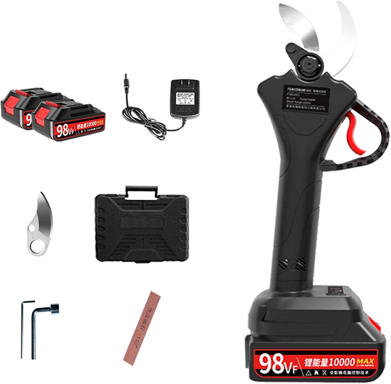 Electric Pruning Shears Cordless with 21V Rechargeable Battery,28-33mm cutting diameter scissors and extension rod, Cordless Electric Secateur (3.3cm