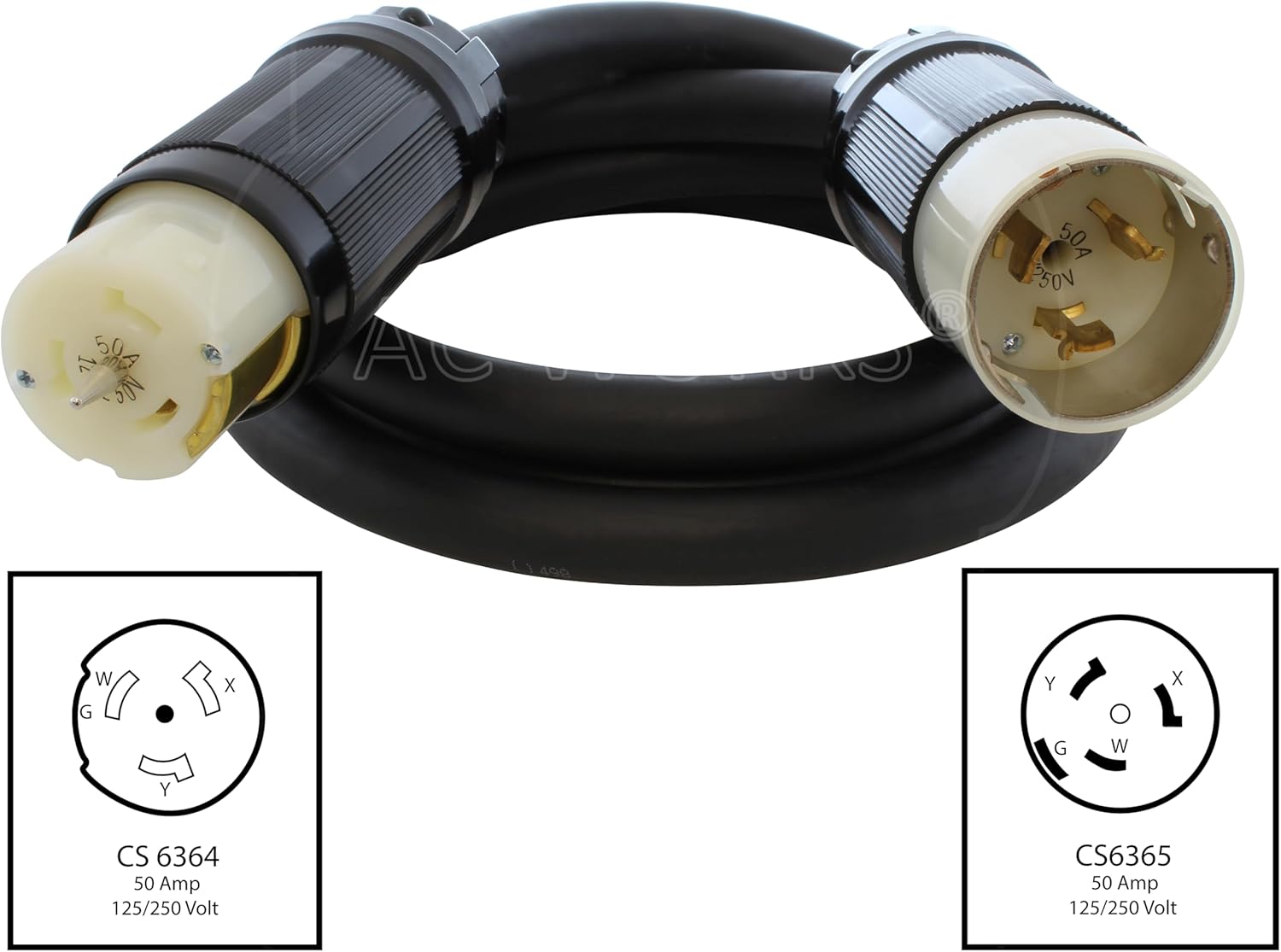 New AC WORKS [TESS2] SOOW 6/4 CS6365/ CS6364 Temp Power 50A Generator Cord (10)