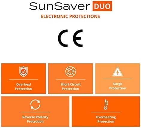 Morningstar SunSaver Duo 25A PWM Solar Charge Controller (SSD-25) - Solar Panel Regulator for Two 12V Batteries, Adjustable Charge Settings, Great for RVs/Boats, 5 Year WTY - Designed in The USA