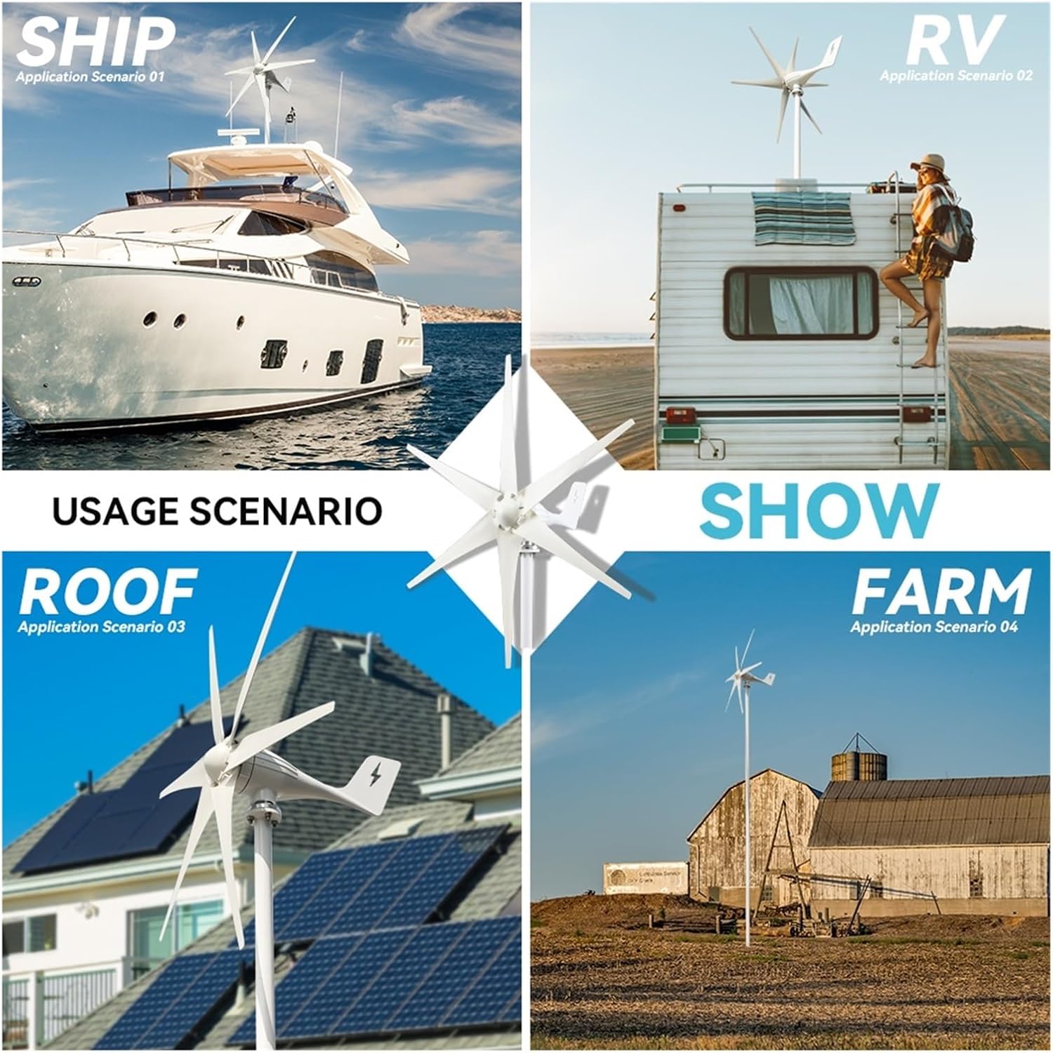 Wind Turbines, 3000w Free Wind Turbine Generators 12v 24v 48v 6 Blades Windmills RV Yacht Farm for Home Use(2kw 8 Blades,24V)