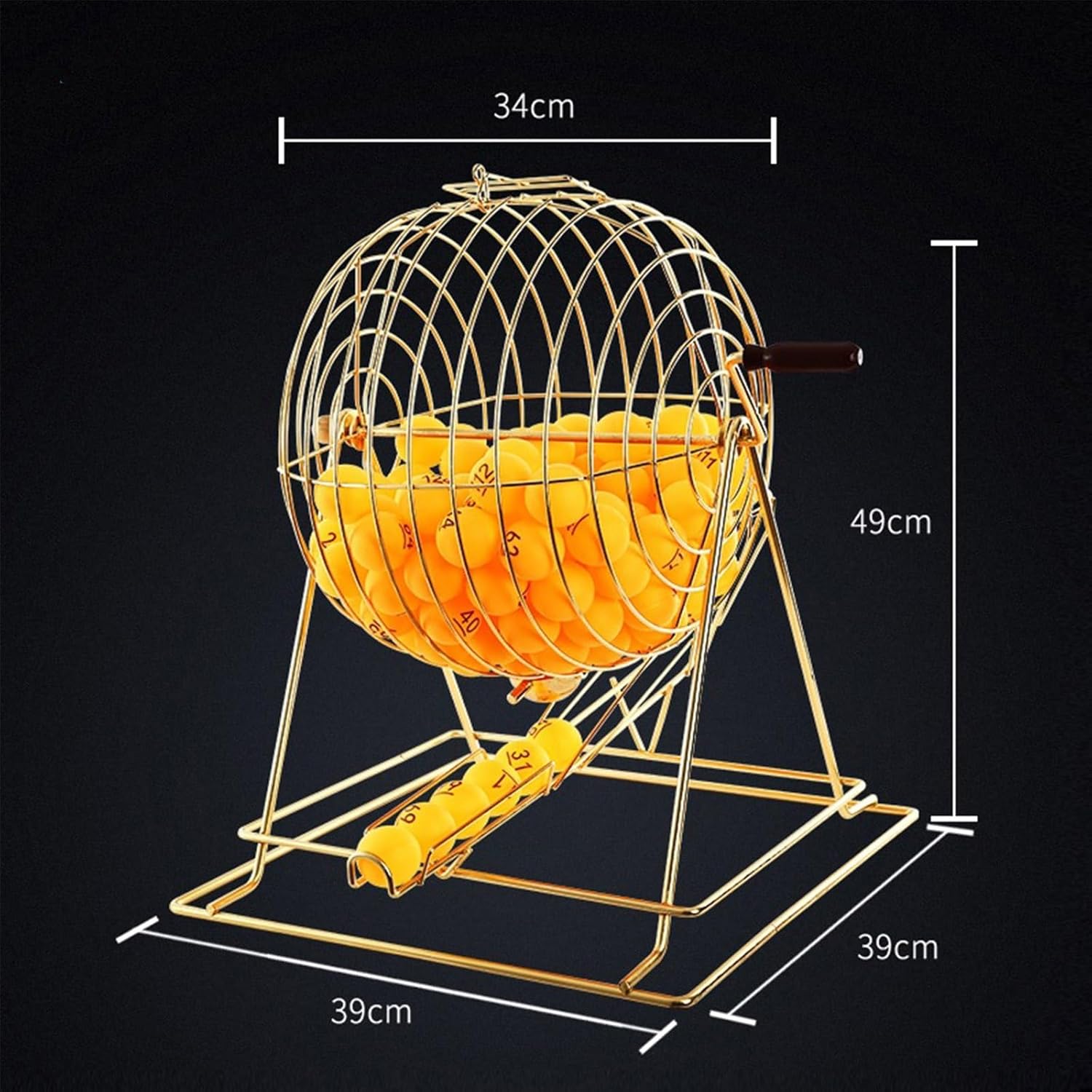 OVARIA Manual Lottery Drawing Machine, Lottery Machine Bingo Cage, Metal Raffle Drum Spin Selector with 50/100 Number Balls(100 Yellow Balls)