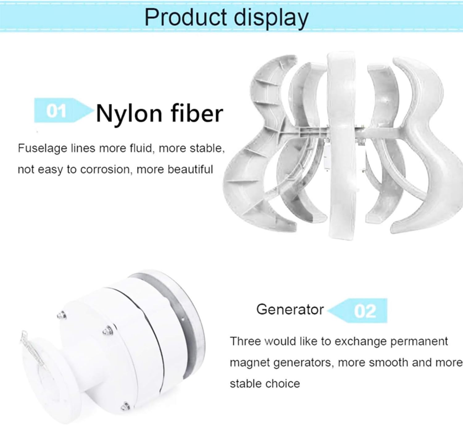 10000W Efficient Wind Turbine Generator, with Controller 12V 24V 48V 220V Vertical Wind Turbine Generator for Home Wind Turbine (White)