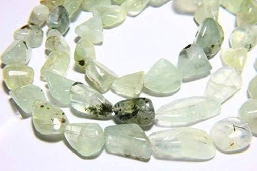 13 inch natural beads strand of 7x9-15x22mm smooth nugget tumble prehnite gemstone beads for DIY jewelry - necklace, bracelet, earring, ring.