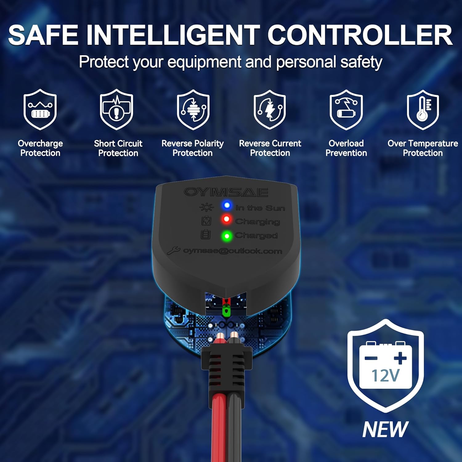 OYMSAE 30W 12V Solar Panel Battery Charger Portable Waterproof Power Trickle Battery Charger & Maintainer for Car Boat Automotive RV with Cigarette Lighter