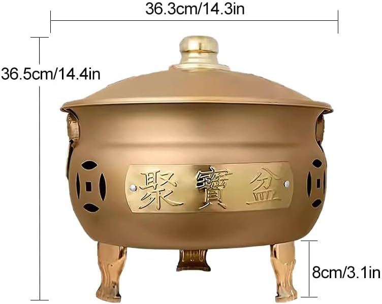 Fire Pit, Burn Cage, Garden Incinerator, with Lid and Handle, Trash Burning Containers, Burn Barrels for Outside, for Patios, Decks and Backyards(Gold)